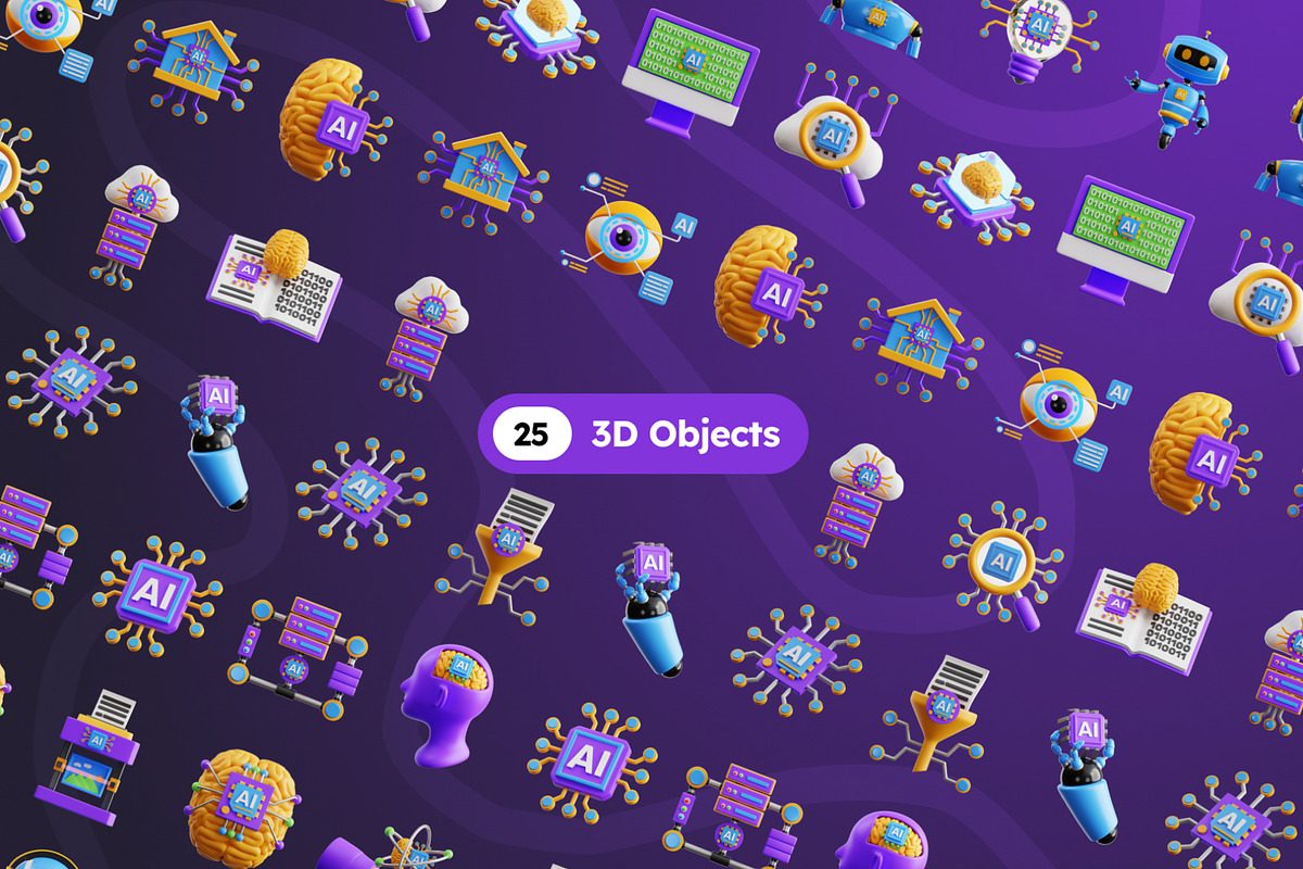 Artificial Intelligence 3D Icons, an Object 3D Model by Rakata Studio (Photo 5 of 7)