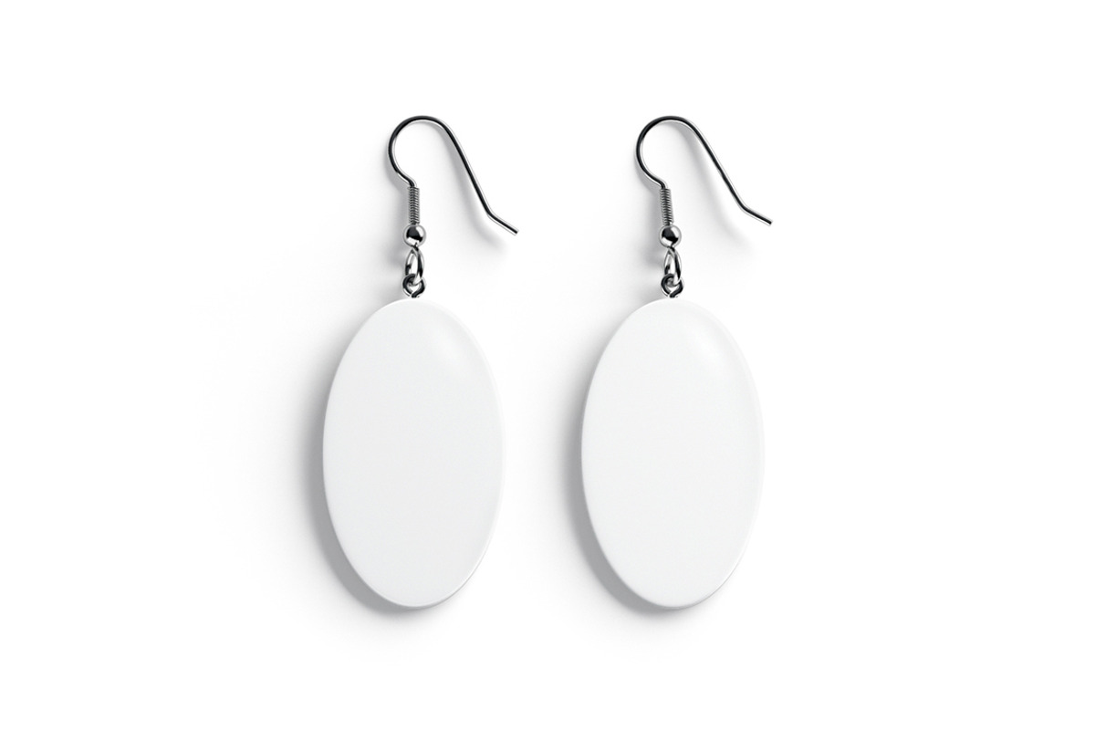 White Oval Earring Jewelry 3D Model, an Object 3D Model by rebrandy (Photo 3 of 9)