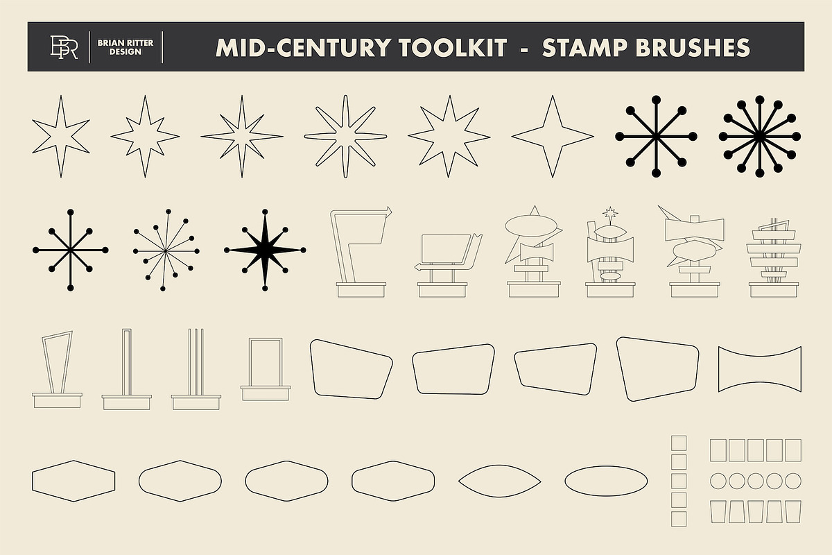 Mid-Century Retro Toolkit Procreate, a Brush Add-On by Brian Ritter Design (Photo 8 of 11)