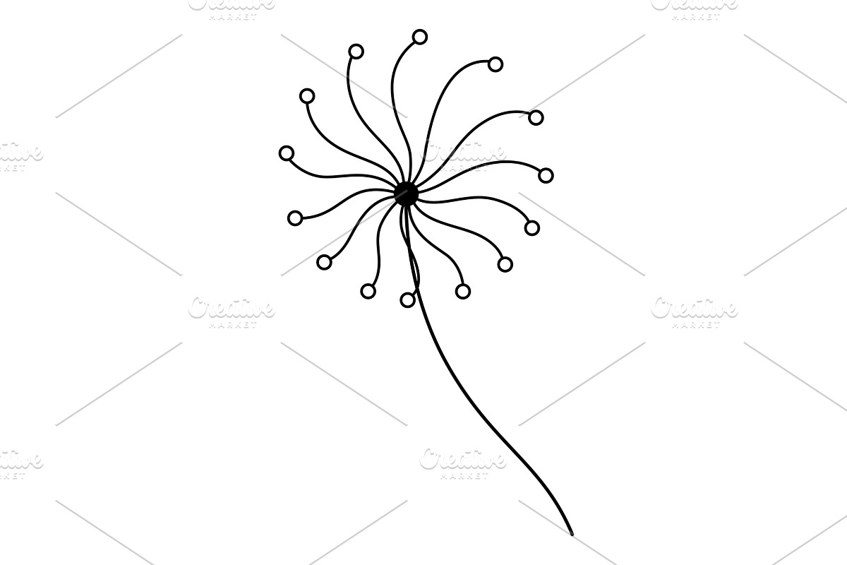 Dandelion flower doodle line, an Object Illustration by Things for designers