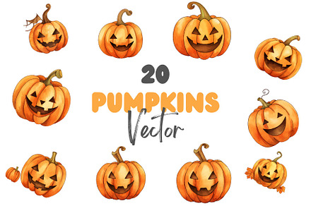 watercolor Halloween Pumpkin clipart