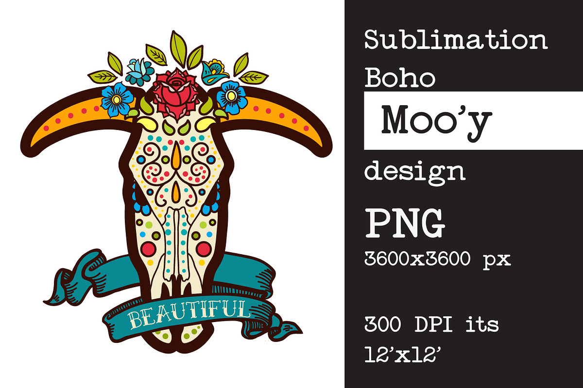 Sublimation design Bull | cow skull, an Object Graphic by KundolaArt (Photo 7 of 15)