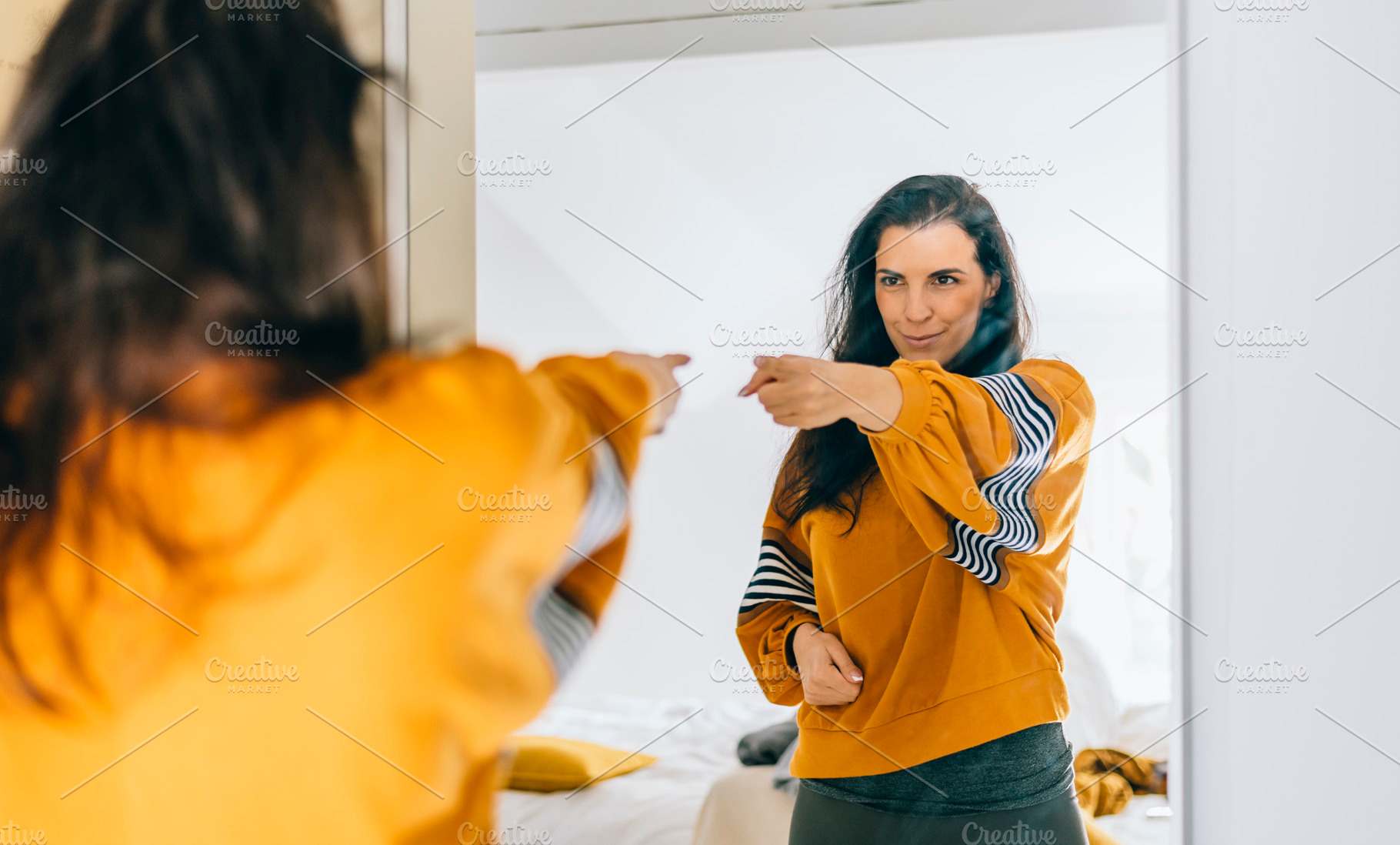 Self confident single woman mirror, a Person Photo by hitdelight