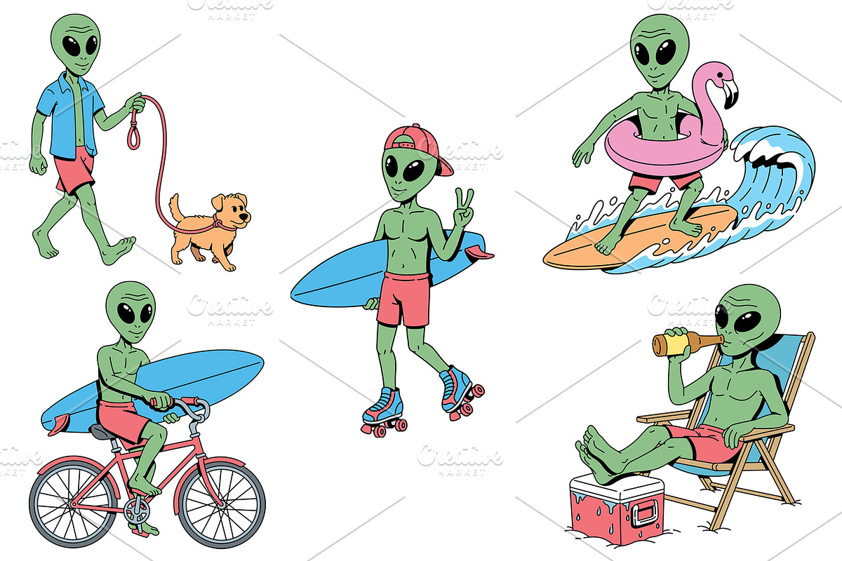 Alien: 5 illustrations enjoy summer, a Person Illustration by gunaonedesign (Photo 2 of 10)