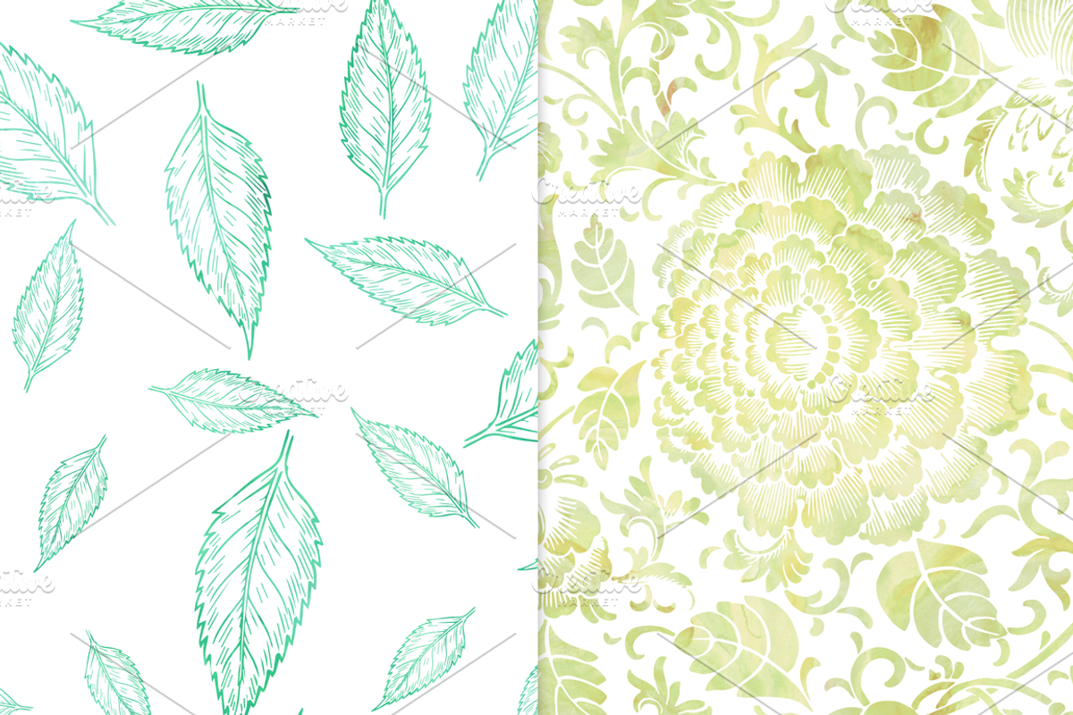 Cool Watercolor Floral Backgrounds, a Pattern Graphic by Paper Element (Photo 6 of 7)