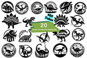 Black Silhouette Dinosaurs Bundle, an Animal Illustration by Bubble Pixel (Thumbnail 1 of 5)