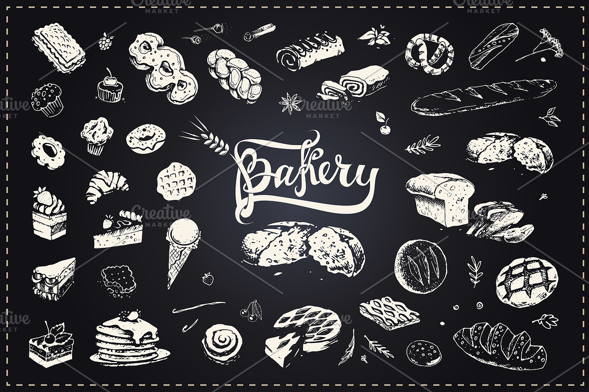 Bakery icons and calligraphy, a Food Illustration by Margo Miller (Photo 4 of 30)