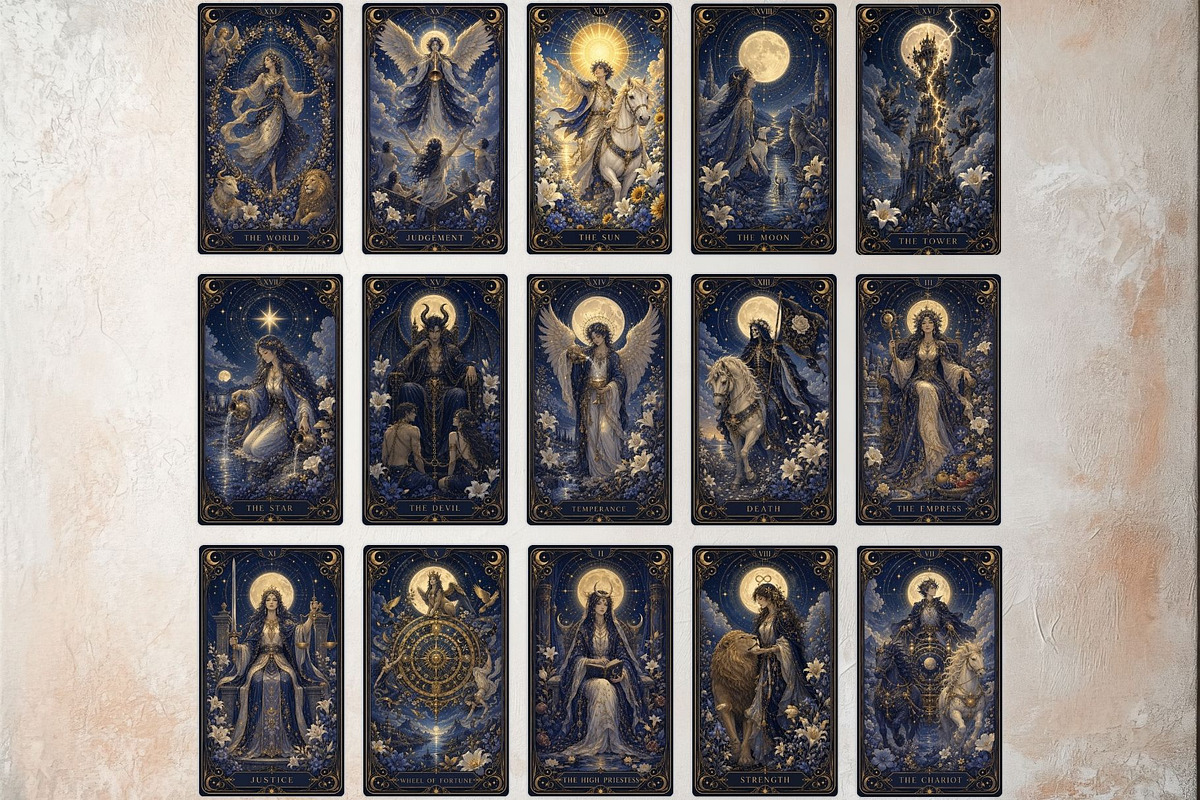 The Midnight Gilt Tarot Cards, a Decorative Illustration by ThatsDesignArt (Photo 4 of 10)
