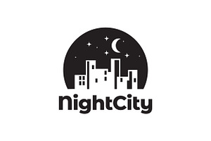 Night City With Moon Logo Design