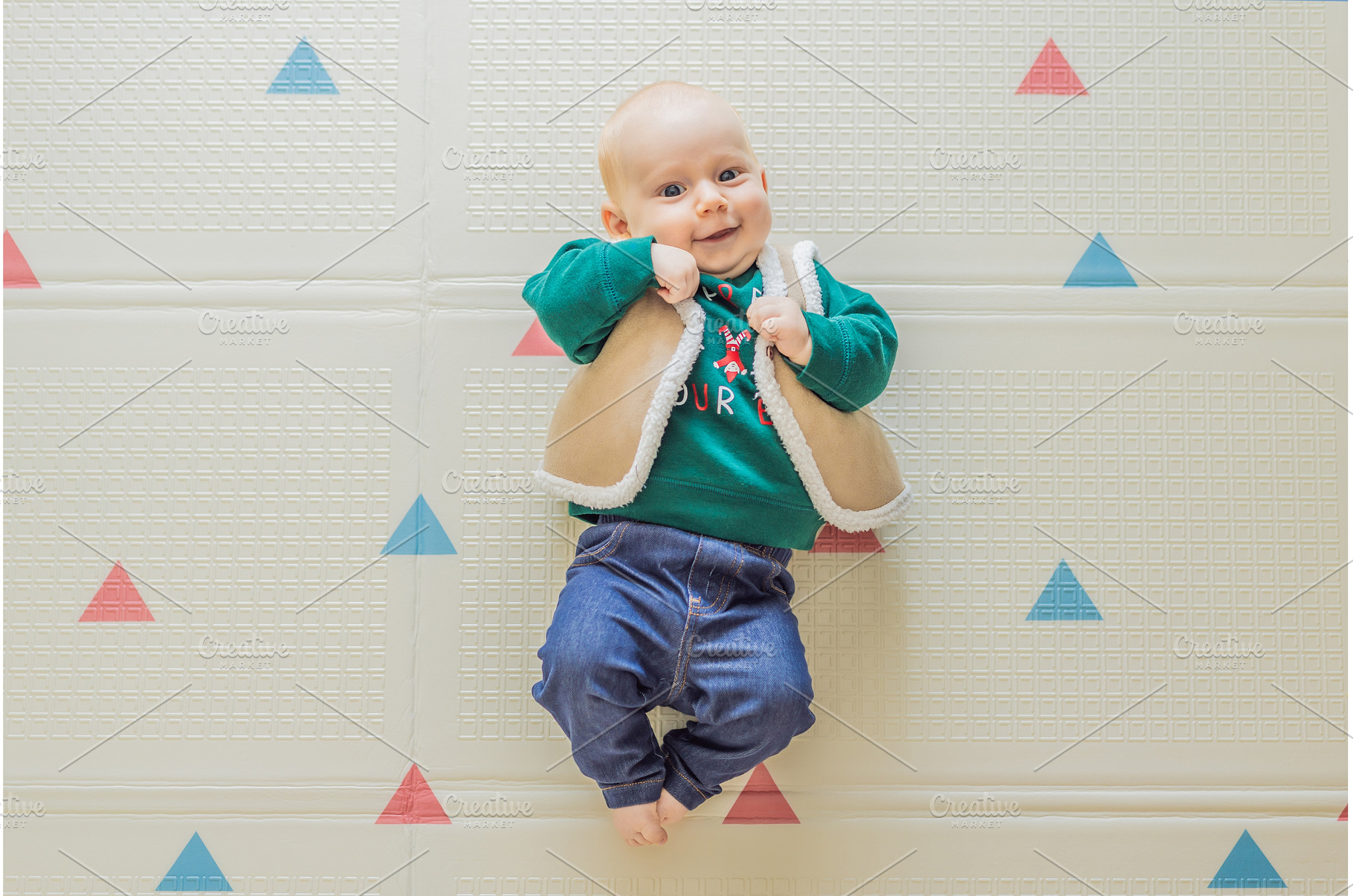 Adorable baby dressed in a Christmas, a Holiday Photo by Elizaveta Galitskaya