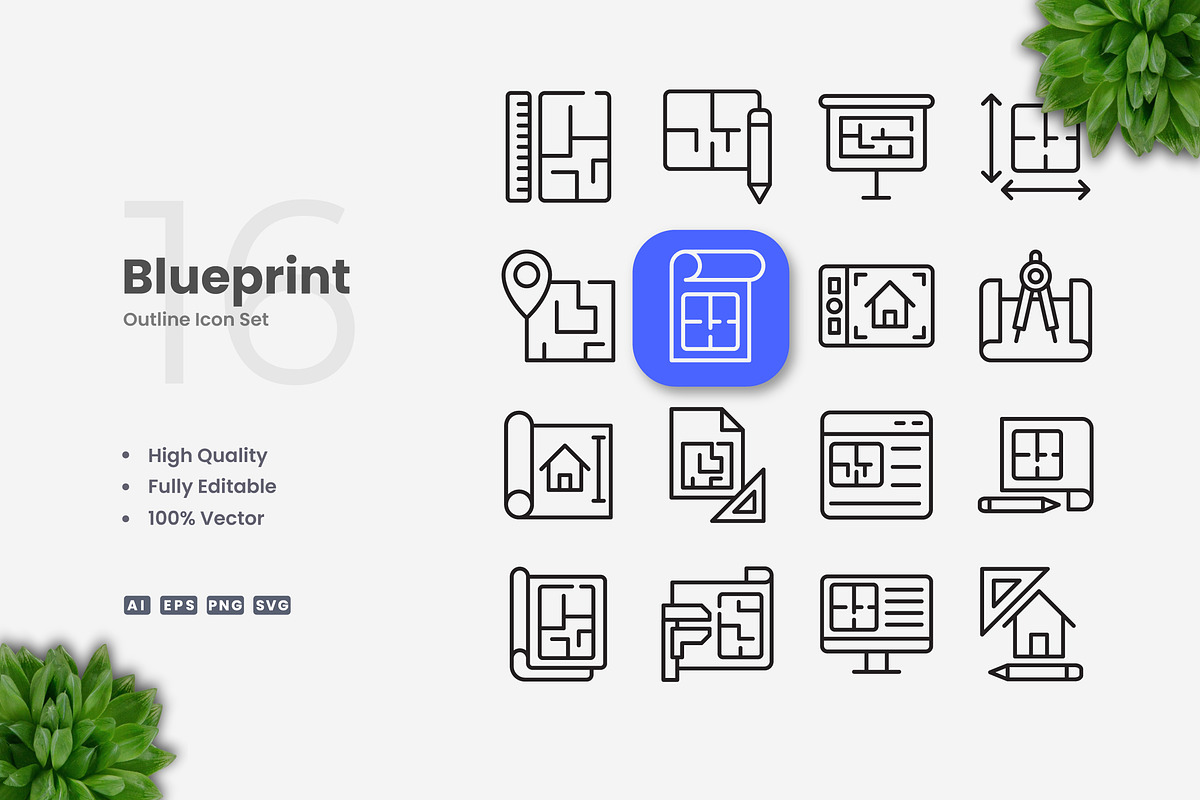 Blueprint Outline Icons, an Outline Icon by Upnowgraphic