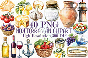Mediterranean Watercolor Clipart, an Illustration by Sublimation Artist (Thumbnail 1 of 6)