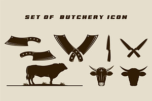 Set Of Isolated Butchery Icon Vector