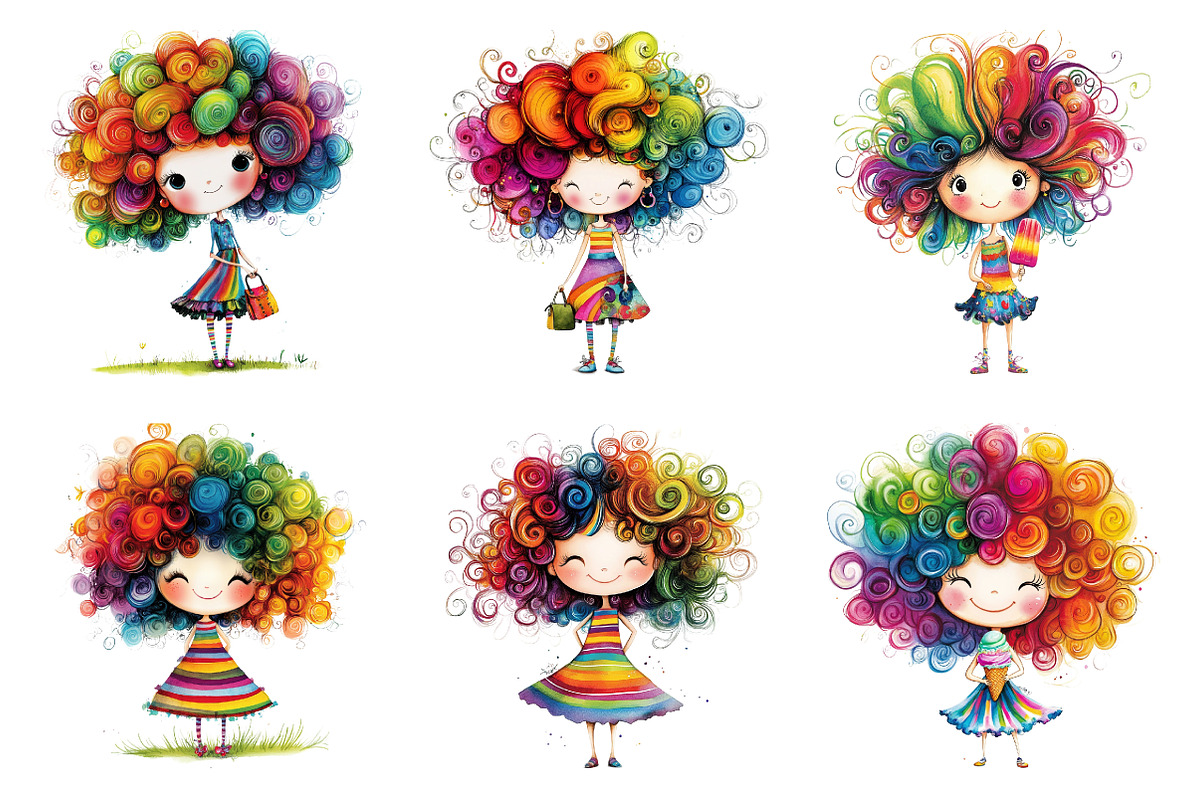 Watercolor quirky summer girl clipar, an Illustration by SinaCreation (Photo 4 of 11)