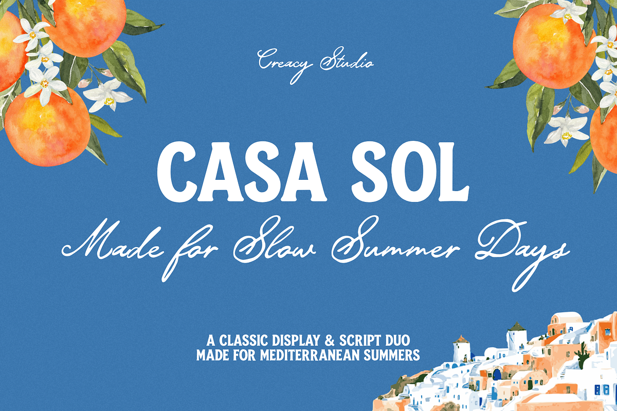 Casa Sol – Mediterranean Font Duo, a Script Font by Creacy Studio (Photo 1 of 10)