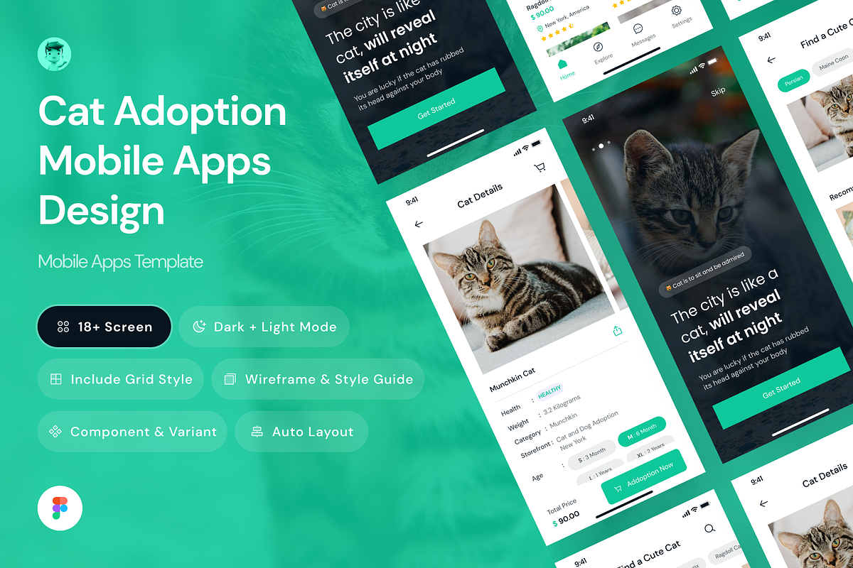 Cat Adoption UI Kit Template, an UI Kit Template by andrisetiawannn (Photo 1 of 3)