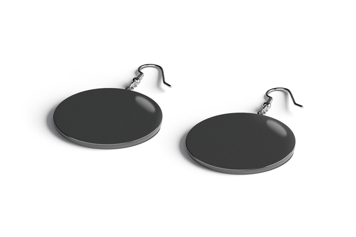 Black Round Earring Pair 3D Model, an Object 3D Model by rebrandy (Photo 5 of 9)