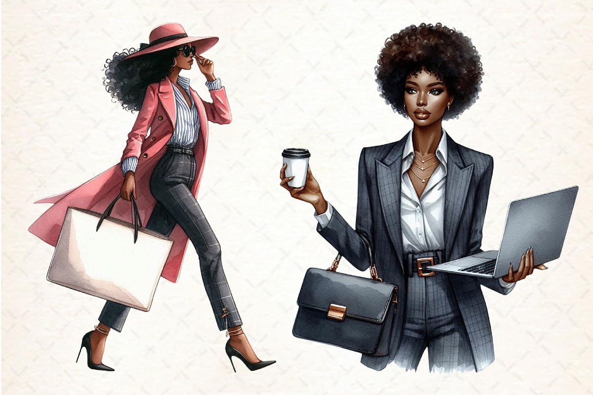 Watercolor Black Boss Lady Clipart, an Illustration by Libby Wishes (Photo 9 of 10)