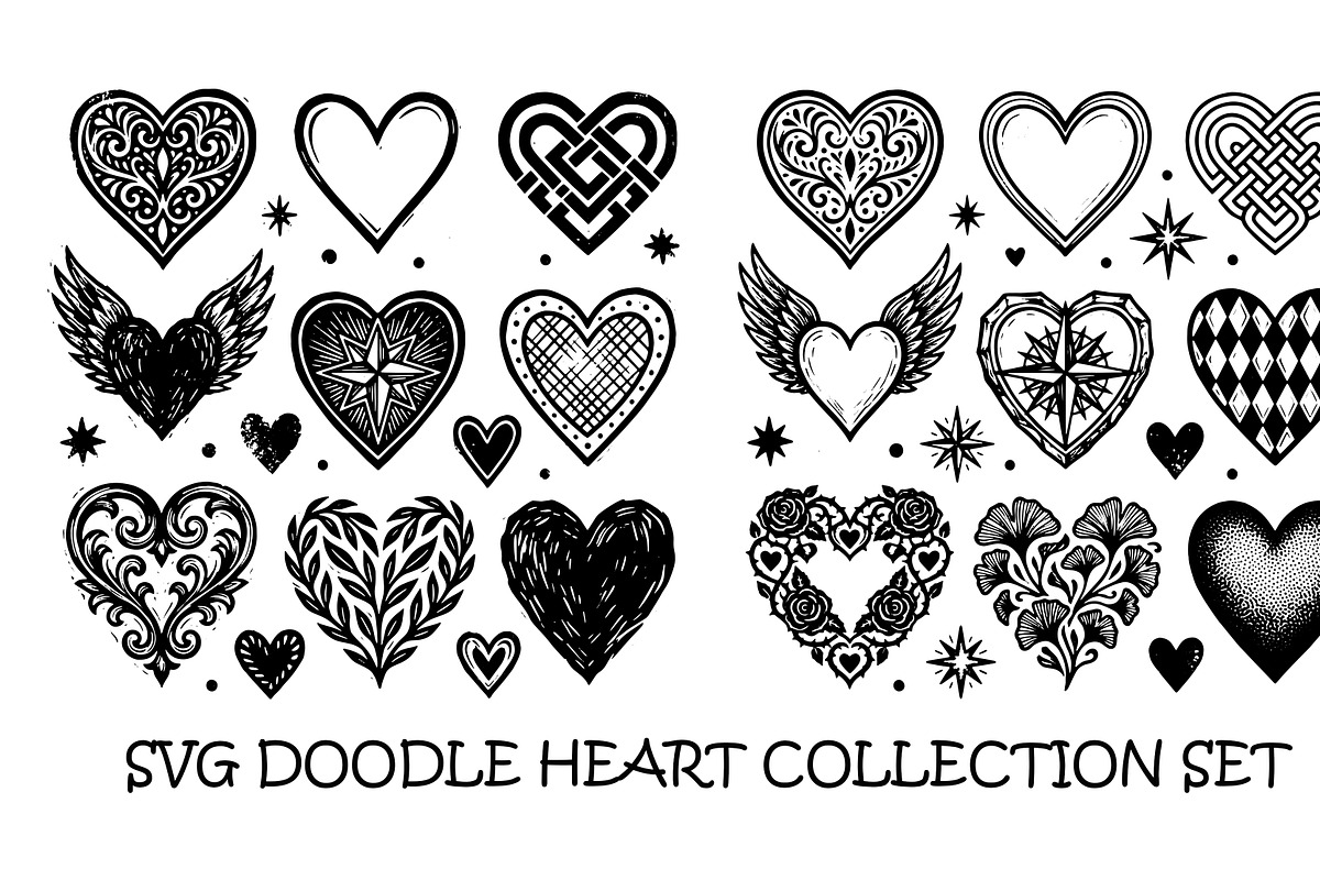 Hand drawn heart collection svg, an Object Graphic by SketchArtStudio (Photo 1 of 3)