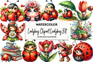 Ladybug Clipart Ladybug Elf Clipart, an Illustration by DreamArtGraphic