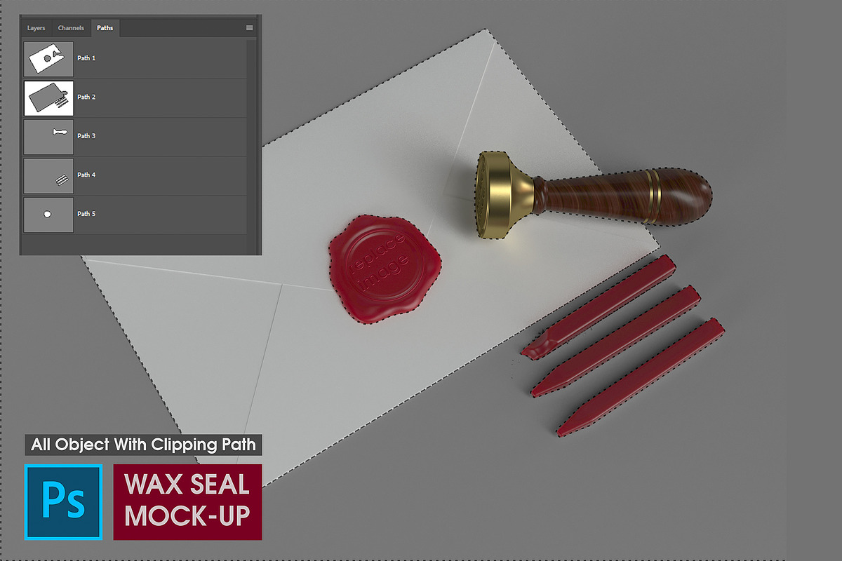 Wax Seal Mock-up, Psd Template, a Product Mockup by graystudio (Photo 4 of 7)