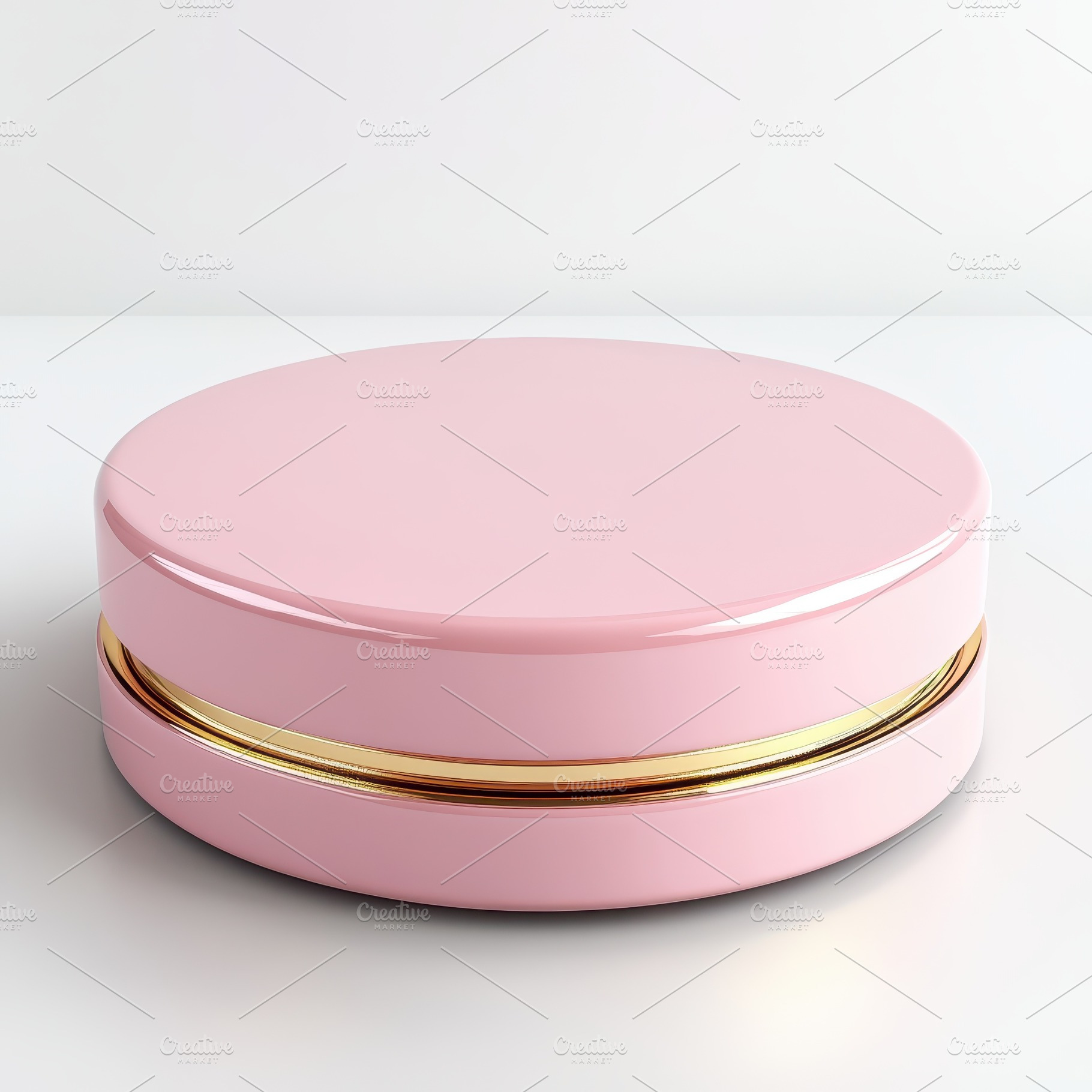 Pink and Gold Cosmetic Jar on White, an Abstract Photo by Pixeness Studio
