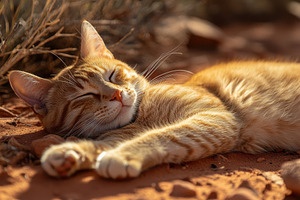 Orange Tabby Cat Napping in Desert S, an Animal Photo by Pixeness Studio