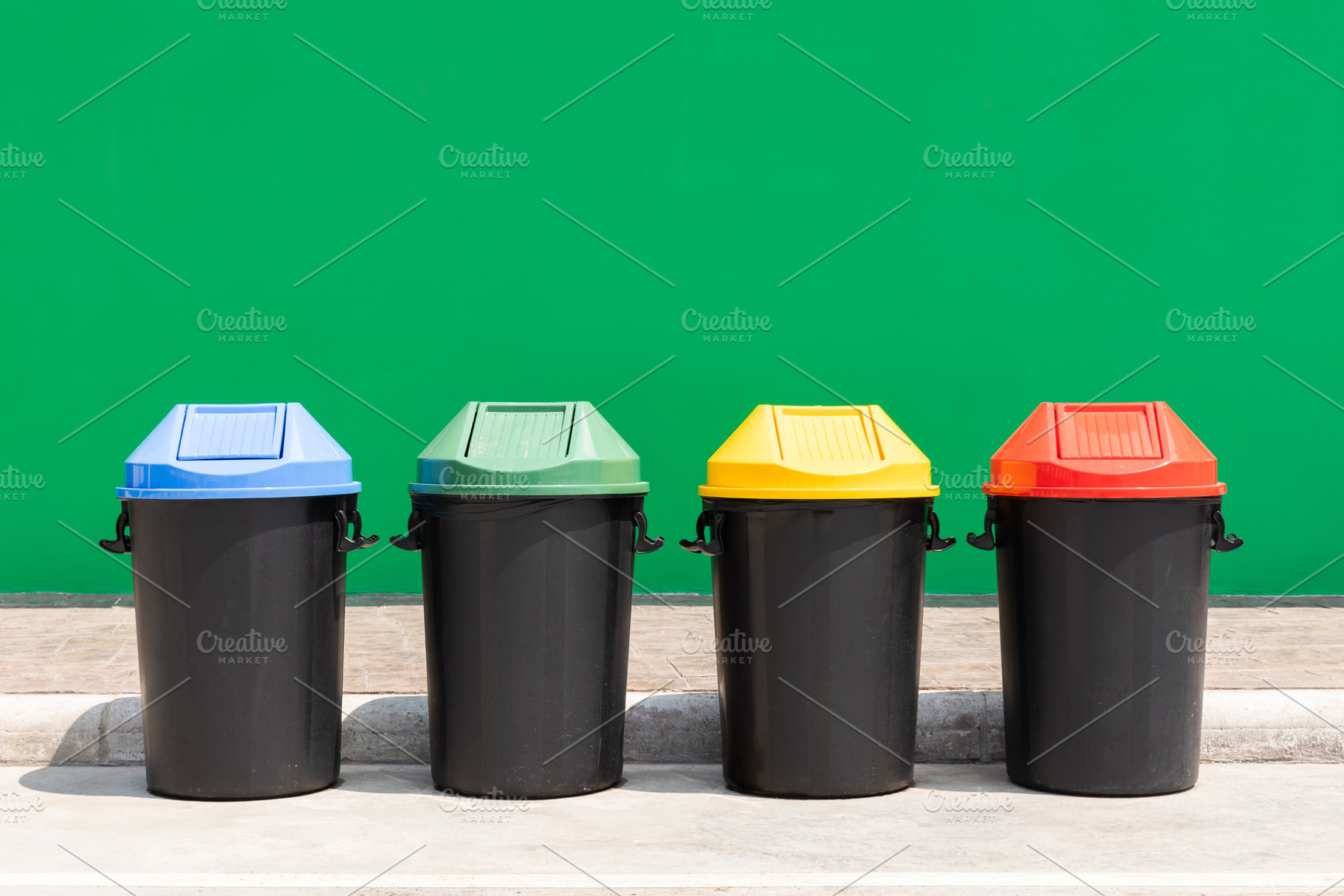 Plastic recycle bin outdoor for wast, a Background Photo by Smith Chetanachan