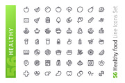 Healthy Food Line Icons Set, an Outline Icon by Voysla's Shop (Thumbnail 2 of 4)
