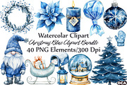 Christmas Blue Clipart PNG, an Illustration by DreamCafeArt (Thumbnail 1 of 7)