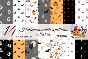 Cute Halloween Patterns Set