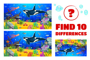 Find ten differences at sea, an Education Illustration by Vector Tradition