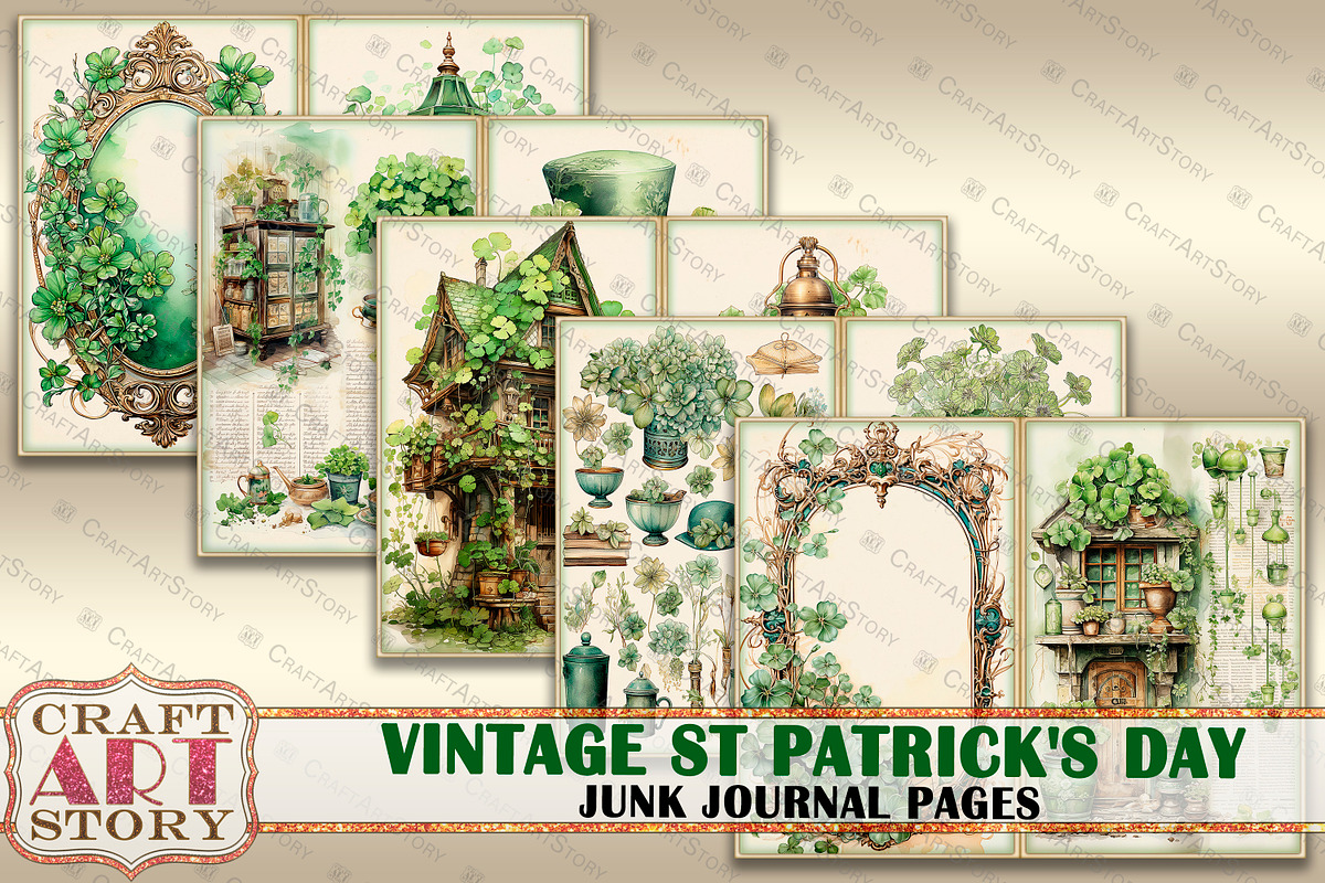 St Patrick's Day Junk Journal Kit, an Object Illustration by CraftArtStory (Photo 3 of 5)