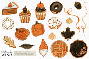 Fall sweet clipart with pumpkin -30%, a Decorative Illustration by Ksenia Shmakova (Thumbnail 3 of 6)