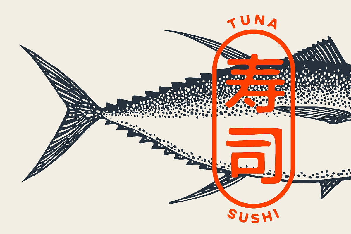 Tuna Fish, seafood, sketch, an Animal Illustration by Foxys Graphic (Photo 3 of 3)