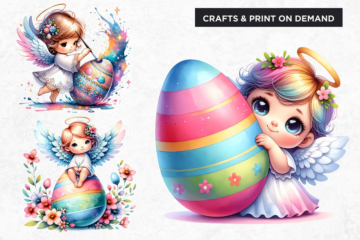 Watercolor Cute Angel Easter clipart, a Seasonal Illustration by ThatsDesignArt (Photo 8 of 10)
