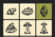 Vintage Alien Illustration Set, a Technology Illustration by Prosymbols (Thumbnail 9 of 10)