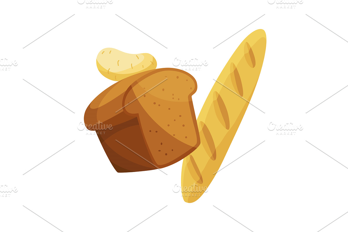 Freshly Baked Bread Loaves and, a Food Illustration by Things for designers