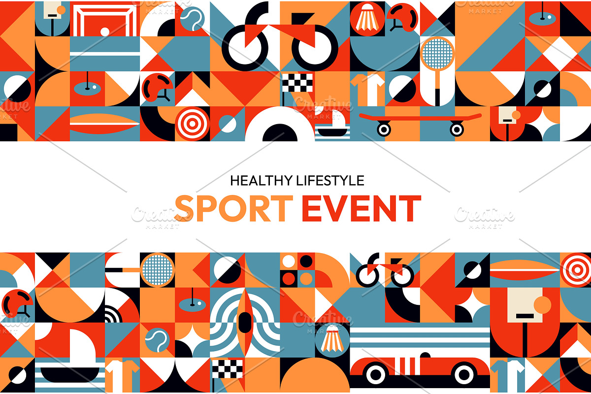 Sports poster with geometric pattern, a Sport Illustration by Vector Tradition