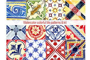 Watercolor tile patterns