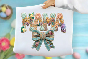 Coquette Mama Png Floral Yarn Mama, an Illustration by Designking