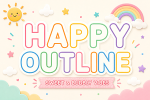 Happy Outline - Bubbly Kids Font