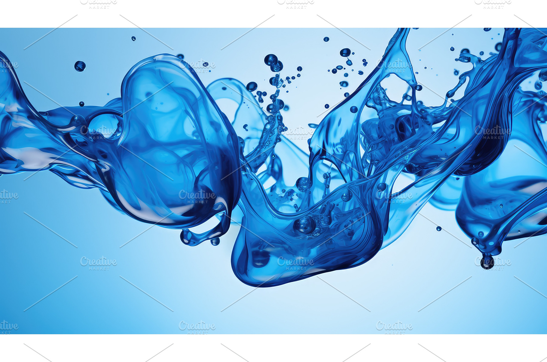 droplets blue ink in water ai, an Abstract Photo by pikepicture