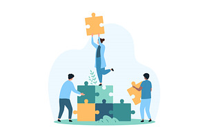 Business startup & puzzle tools, a Person Illustration by Flashvector
