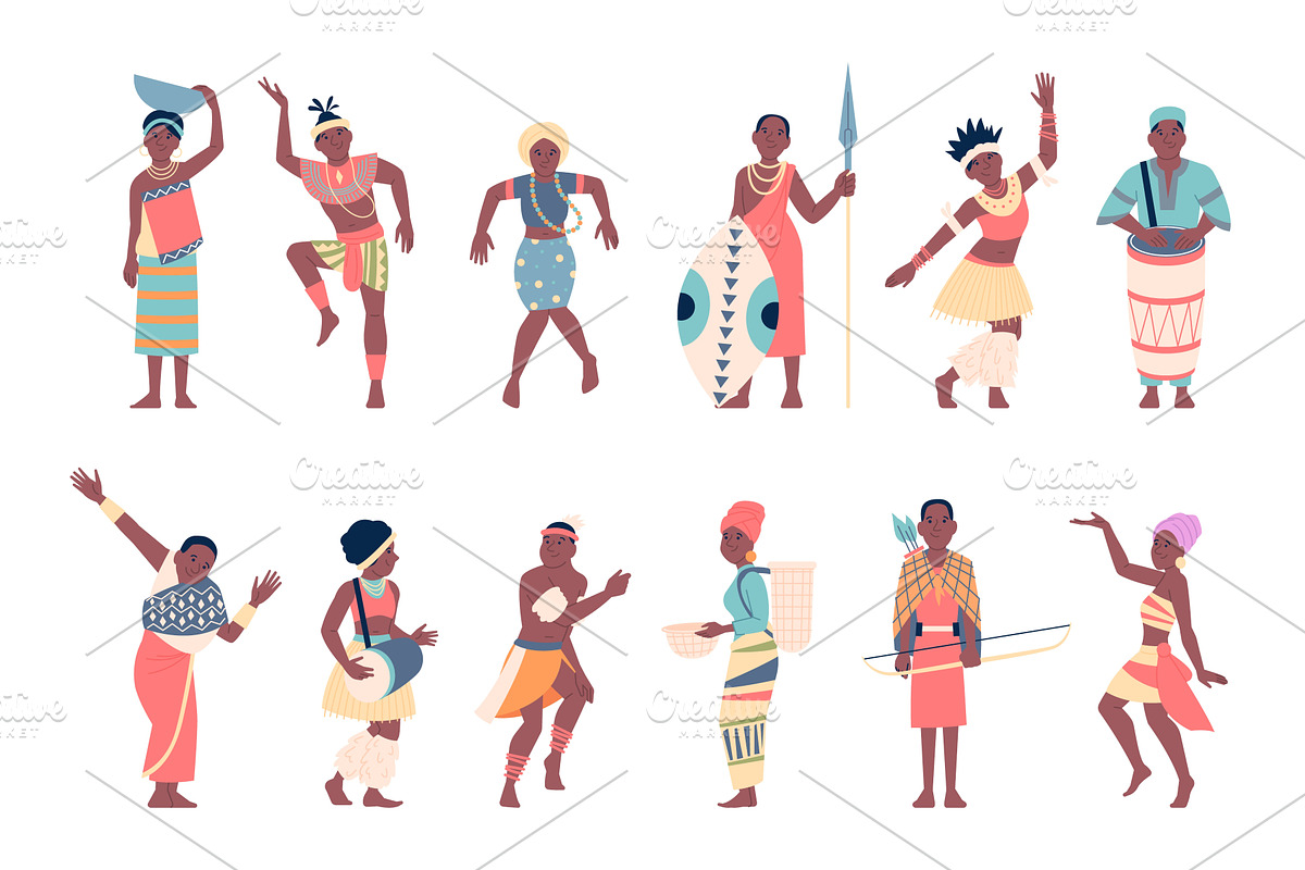 African tribal characters. Adult, a Person Illustration by LadadikArt
