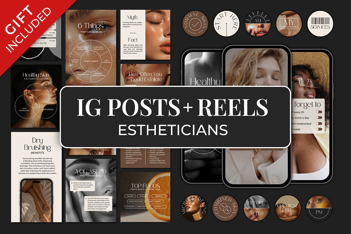 Instagram Bundle for Estheticians, a Social Media Template by Meraki Templates (Photo 1 of 11)