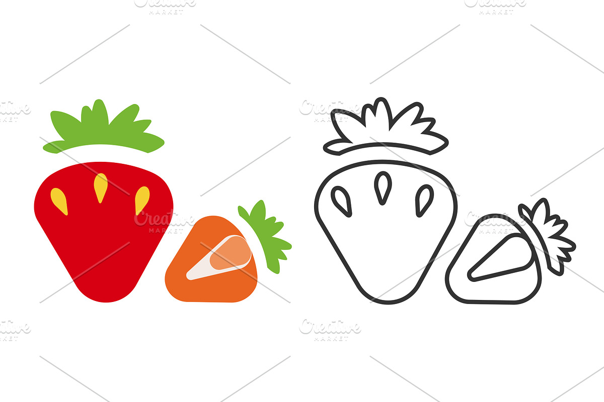 Unique strawberry line icons, a Food Illustration by okskukuruza