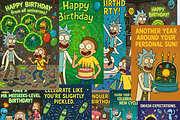 Rick and Morty Birthday Cards Bday, an Illustration by IconValue (Thumbnail 1 of 14)