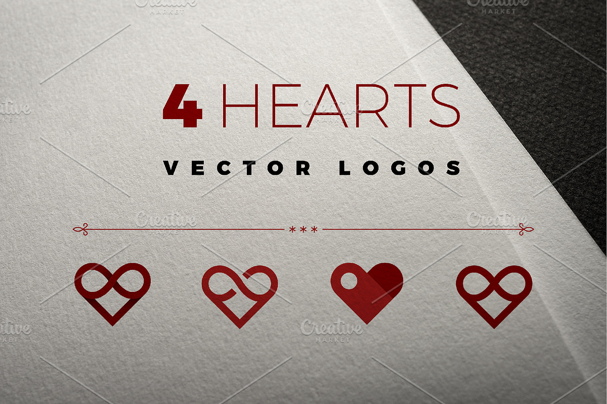 4 vector logos of hearts, a Branding & Logo Template by Magda (Photo 1 of 5)