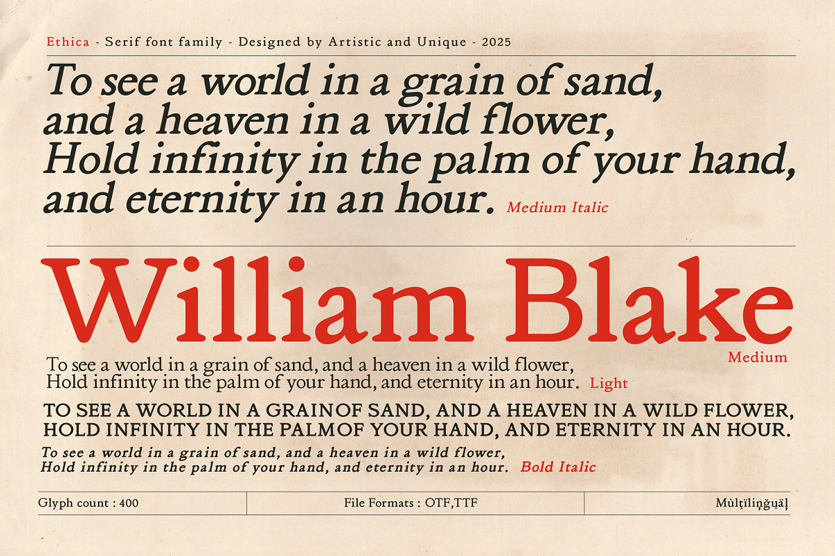 Ethica - Serif font family, a Serif Font by Artistic & Unique (Photo 5 of 15)